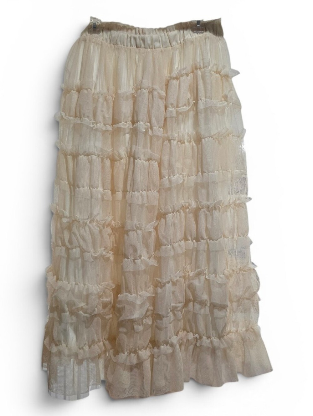 Cato Women's Cream Ruffled Tiered Skirt - Picture 2 of 5